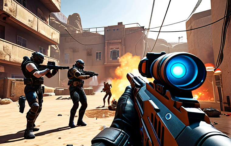 **

"A vibrant, action-packed scene from a multiplayer FPS game. Show diverse characters in a futuristic setting, engaged in intense combat with a focus on teamwork and strategic gameplay. Emphasize the competitive and adrenaline-fueled nature of the experience, with visual cues suggesting online connectivity and social interaction among players (e.g., headsets, team logos)."

**