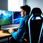 **

"A focused gamer in comfortable, appropriate clothing, sitting in an ergonomic gaming chair at a desk with a large mousepad. The scene shows a well-lit gaming room with gaming PC and monitor.  Safe for work, appropriate content, fully clothed, professional setting, perfect anatomy, correct proportions, natural pose, high-quality rendering."

**