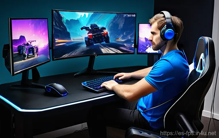 FPS 유저를 위한 최고의 의자 추천 - **Prompt: Elite Gamer's Ergonomic Command Center**
A highly focused professional gamer, a young ...